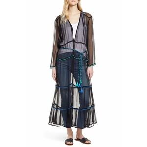 NFC Women's Foxtrot Kimono With Rope Tie Black Size XS/S boho